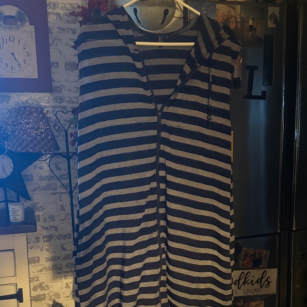 Striped Hooded Sleeveless bathing suit cover-up